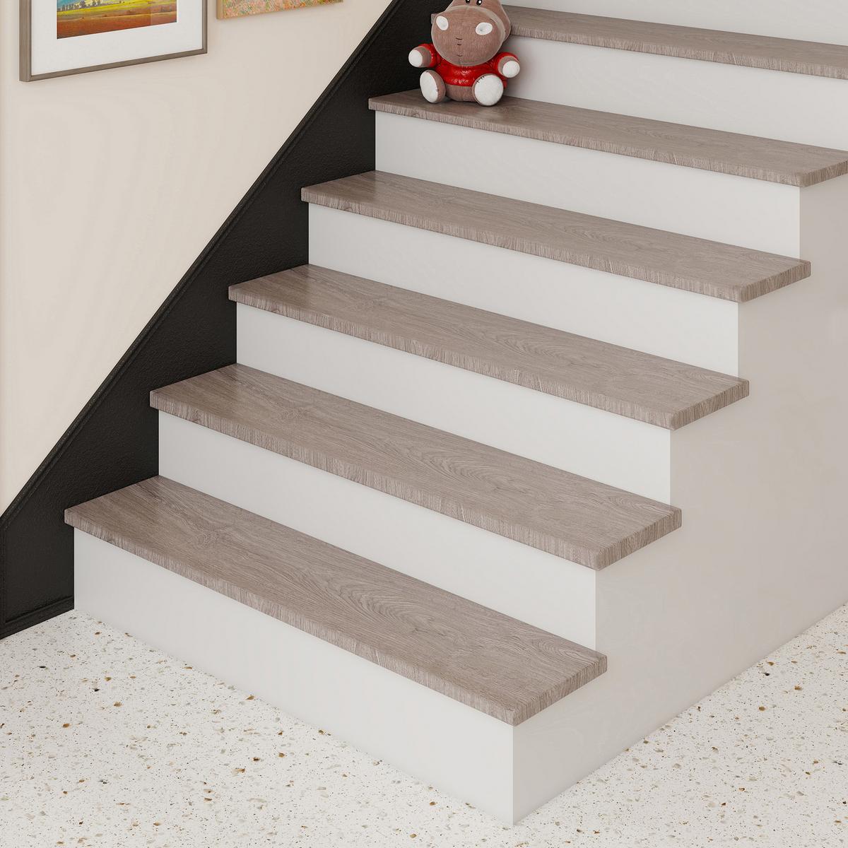 TREPPENVERKLEIDUNG-SET 2 TLG. Bunschoten - Eschefarben, Kunststoff (120/32cm) - NEU.HOLZ
