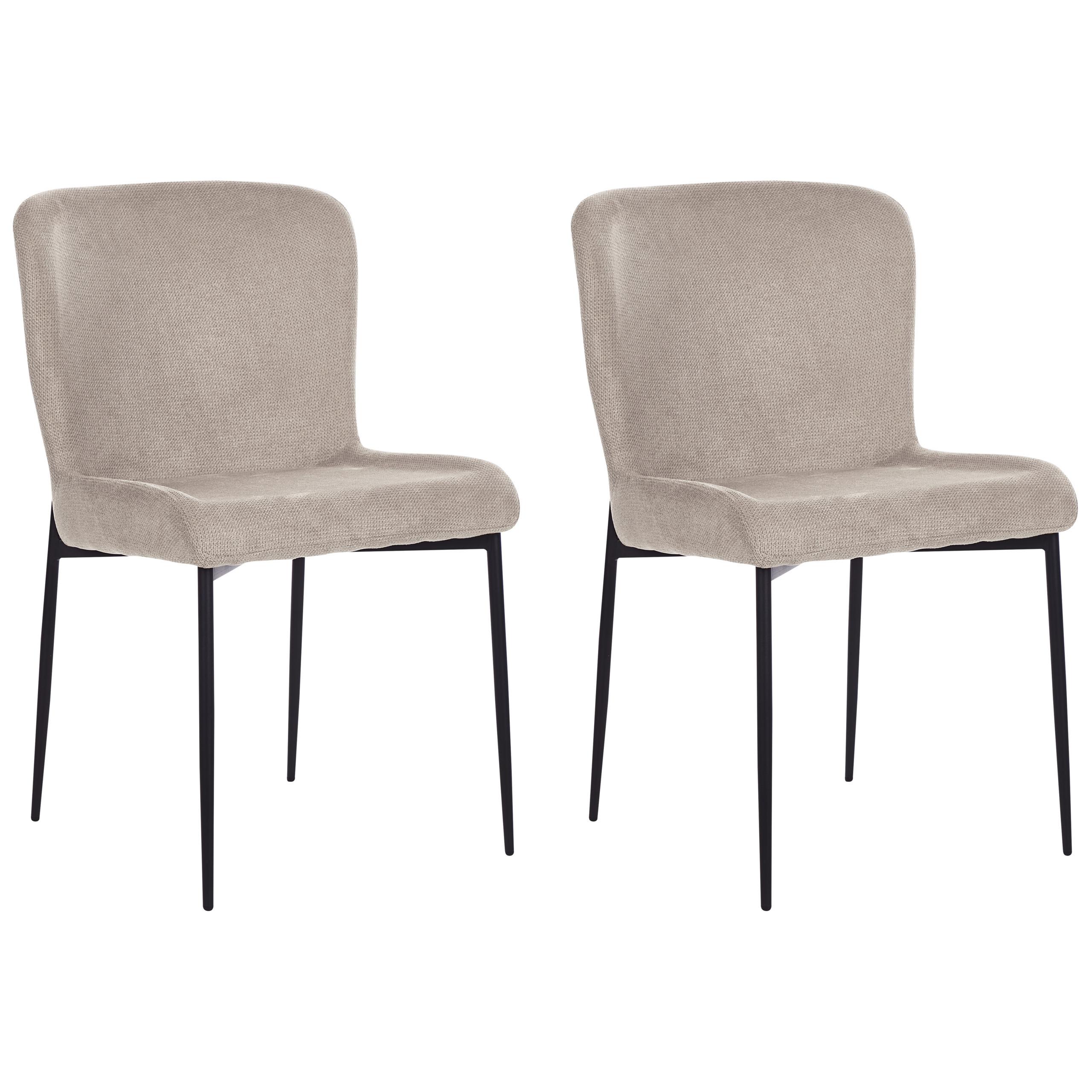 ESSZIMMERSTUHL 2er-Set Polsterbezug Beige Ada - Beige, Textil/Metall (49/82/48cm) - Beliani