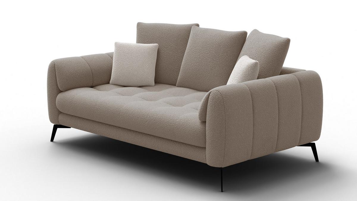 SOFA CALME 2,5-Sitzer, creme - Creme/Schwarz, Holz/Textil (199/92/108cm) - Wozimo