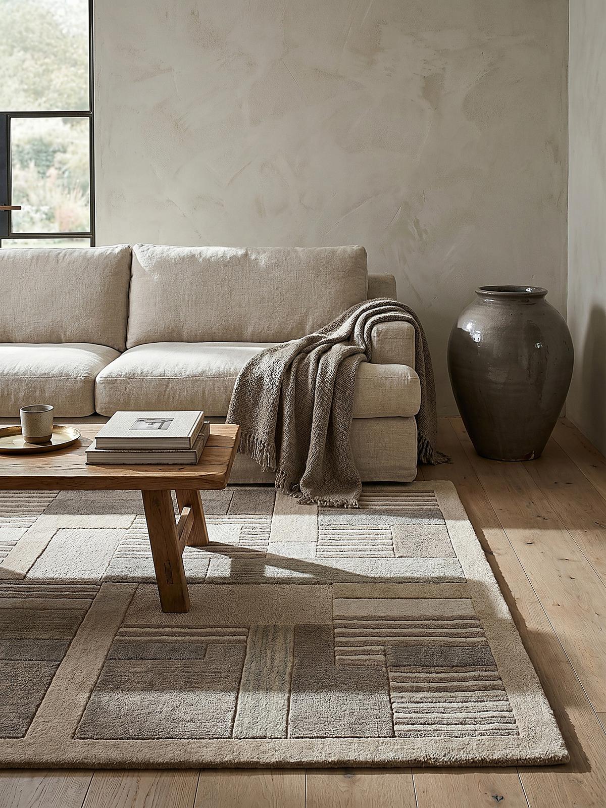 TEPPICH aus Wolle EDALE in Natur, geometrisch, 140 x 200 cm - Beige, Textil (140/200cm) - KADIMA DESIGN