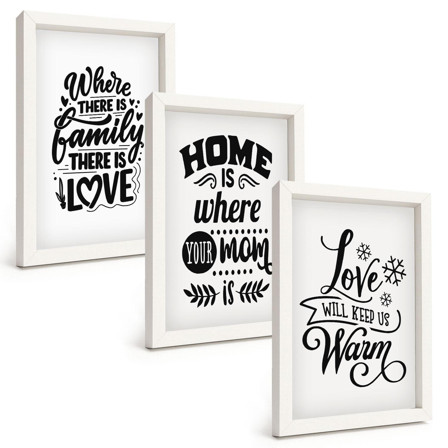 BILDER SET 3er Set - 20x30 cm Weißer Rahmen - Familie, Liebe, Zuhause, Wärme - Weiß, Kunststoff (20/30cm) - TULUP