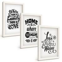 BILDER SET 3er Set - 20x30 cm Weißer Rahmen - Familie, Liebe, Zuhause, Wärme - Weiß, Kunststoff (20/30cm) - TULUP