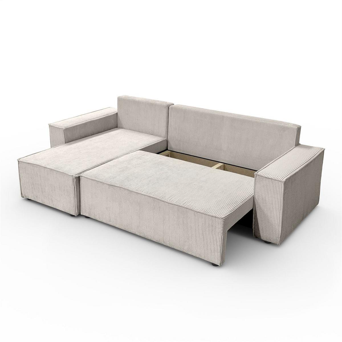 GEPOLSTERTES Ecksofa CARLOS L, Poso 100 - Ecru, Textil (247/143cm) - Lookway