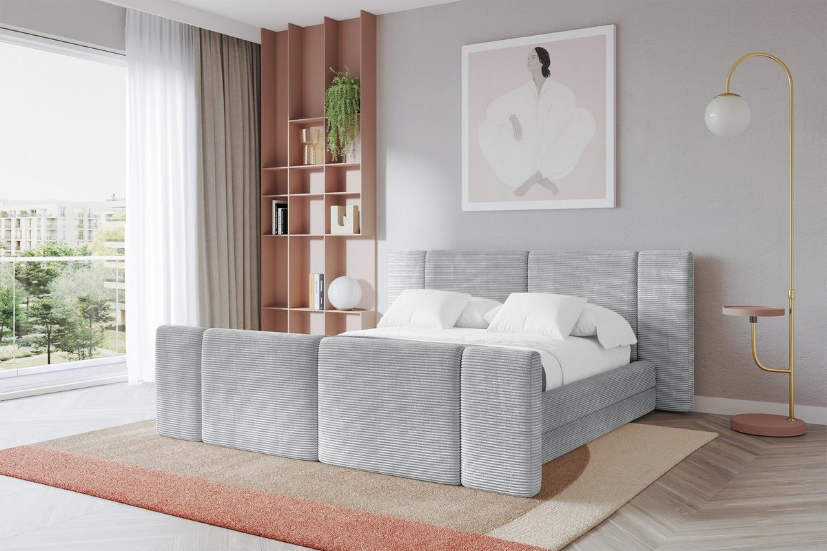 POLSTERBETT mit Bettkasten, Fußteil und Lattenrost, Bett mit Matratze H3/H4 - TEVO-Z 140x200 Grau - Anthrazit, Holzwerkstoff/Textil (140/200cm) - ALTDECOR