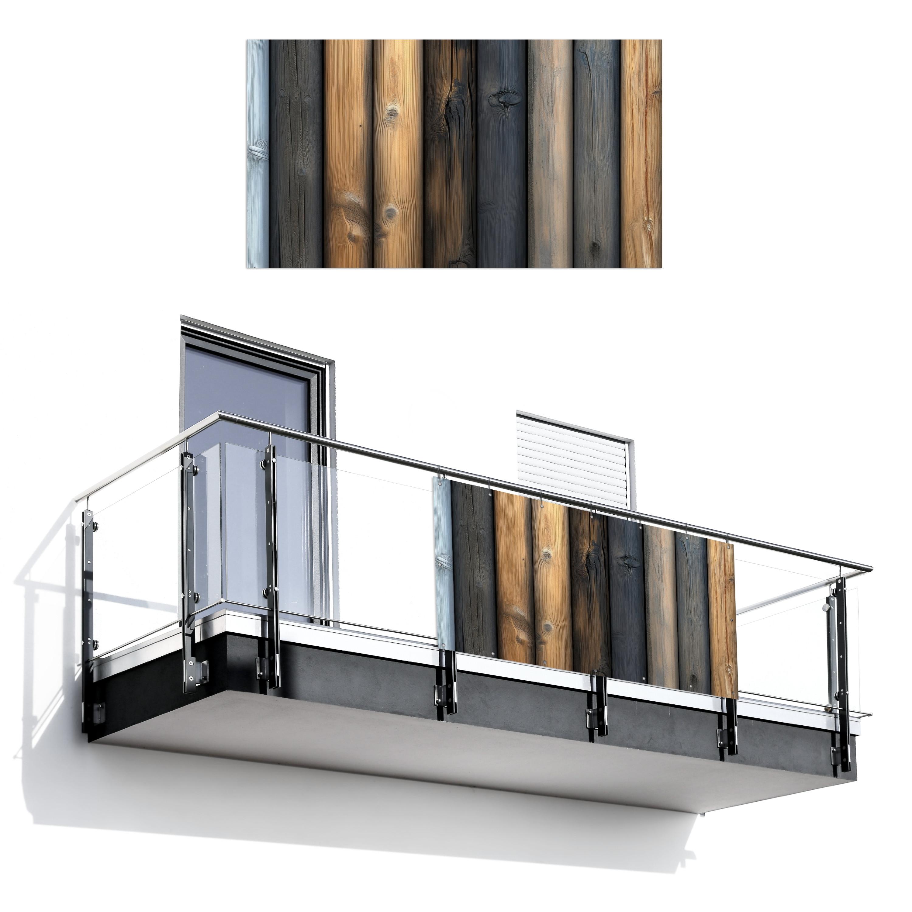 BALKON-SICHTSCHUTZ Holz - Dielen - Gemischt Witterungsbeständig 200x110 cm - Teakfarben, Kunststoff (200/110cm) - MuchoWow