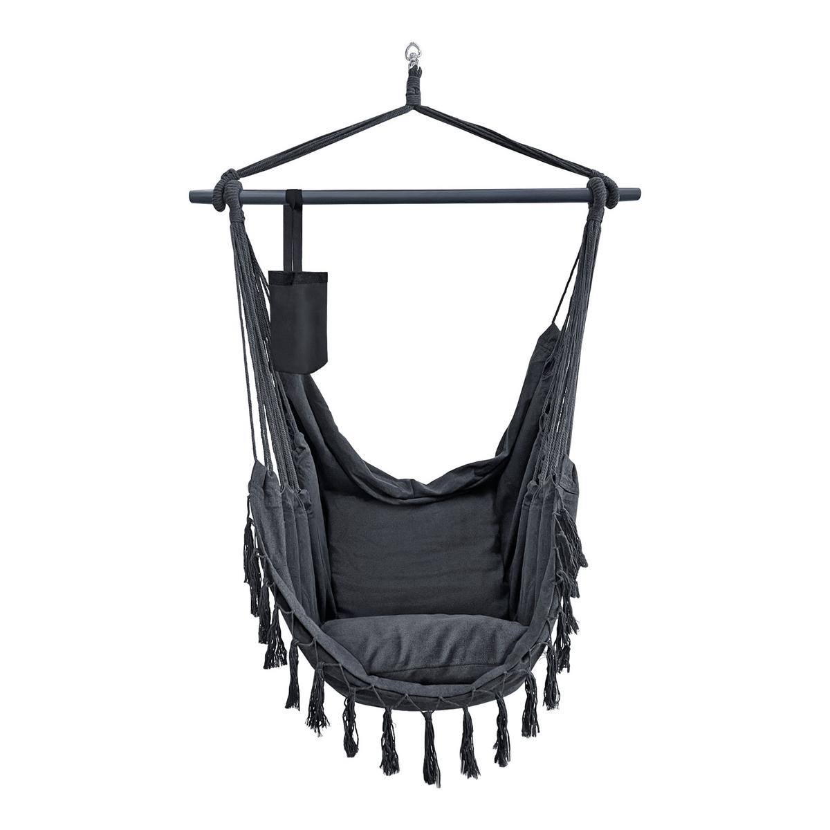 HÄNGESESSEL Aranga - Dunkelgrau, Textil (100/170/50cm) - [en.casa]