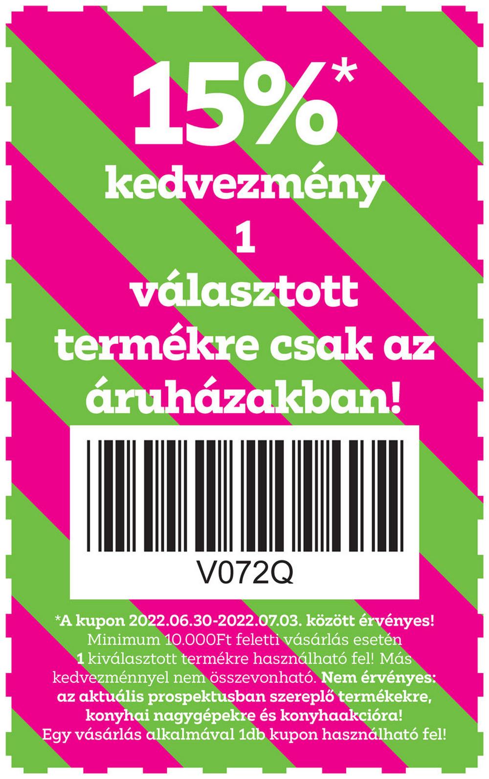 Kupon parádé 15* egy kiválasztott termékre mömax