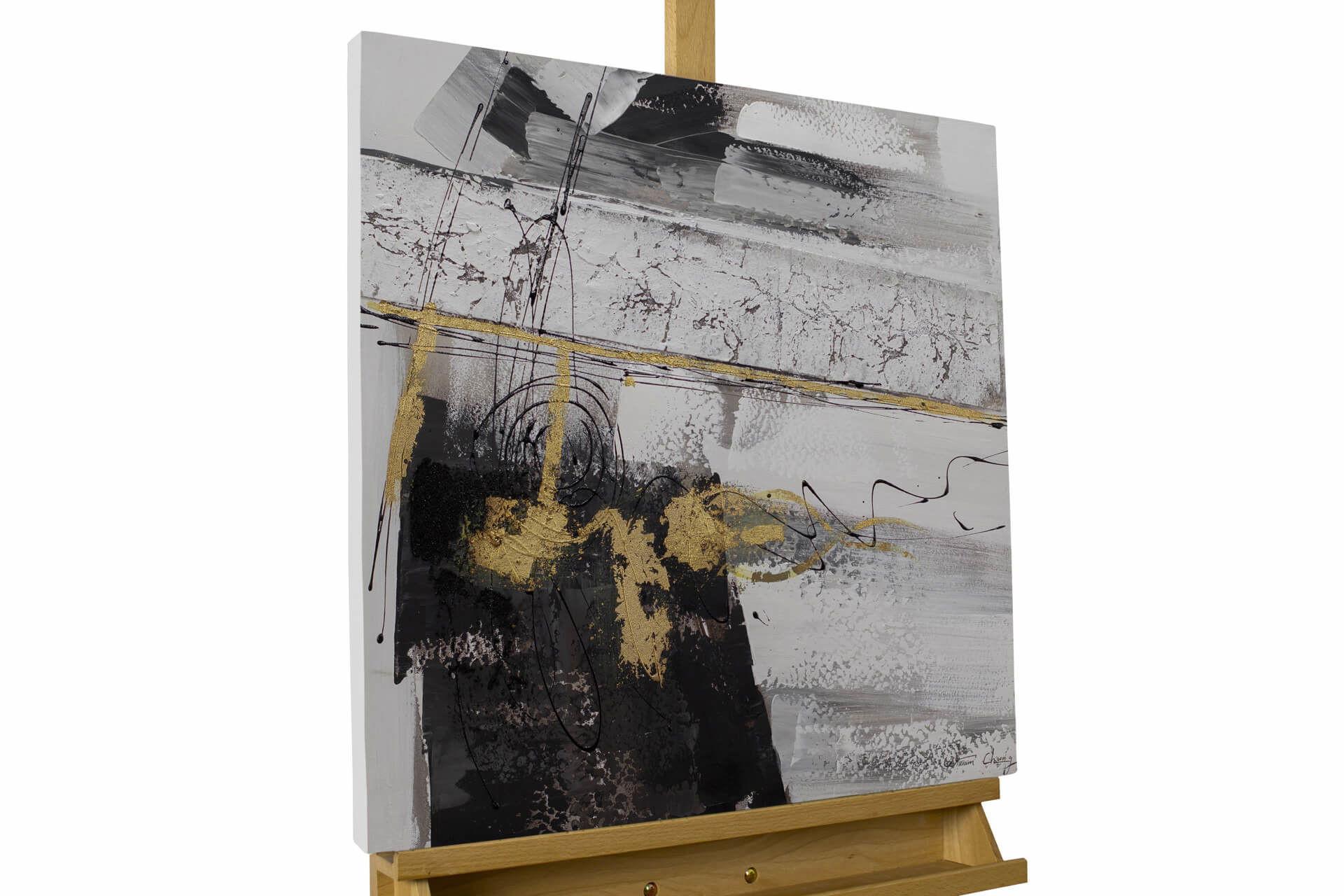 ACRYLBILD HANDGEMALT 60/60 cm - Grau, Holz/Textil (60/60cm) - KUNSTLOFT