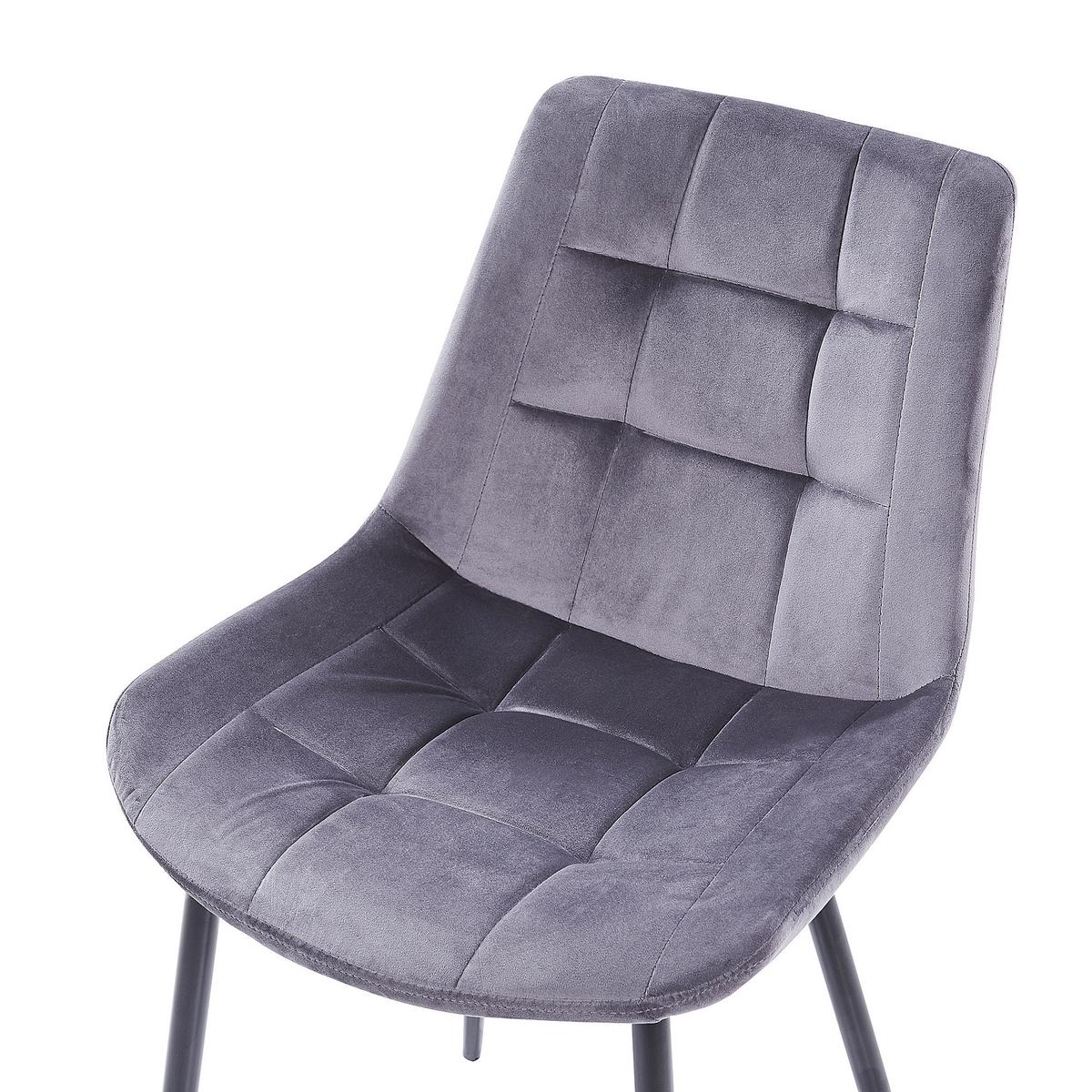 ESSZIMMERSTUHL 2er-Set Samtstoff Grau Melrose - Grau, Textil/Metall (51/82/59cm) - Beliani