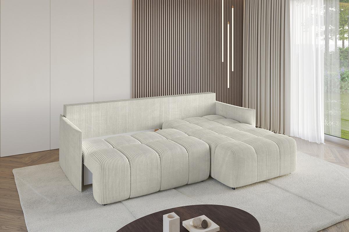 ECKSOFA Ottomane rechts LONLI-L 251x189x68 Creme Cord - Ecru/Creme, Holzwerkstoff/Kunststoff (189/251cm) - ALTDECOR