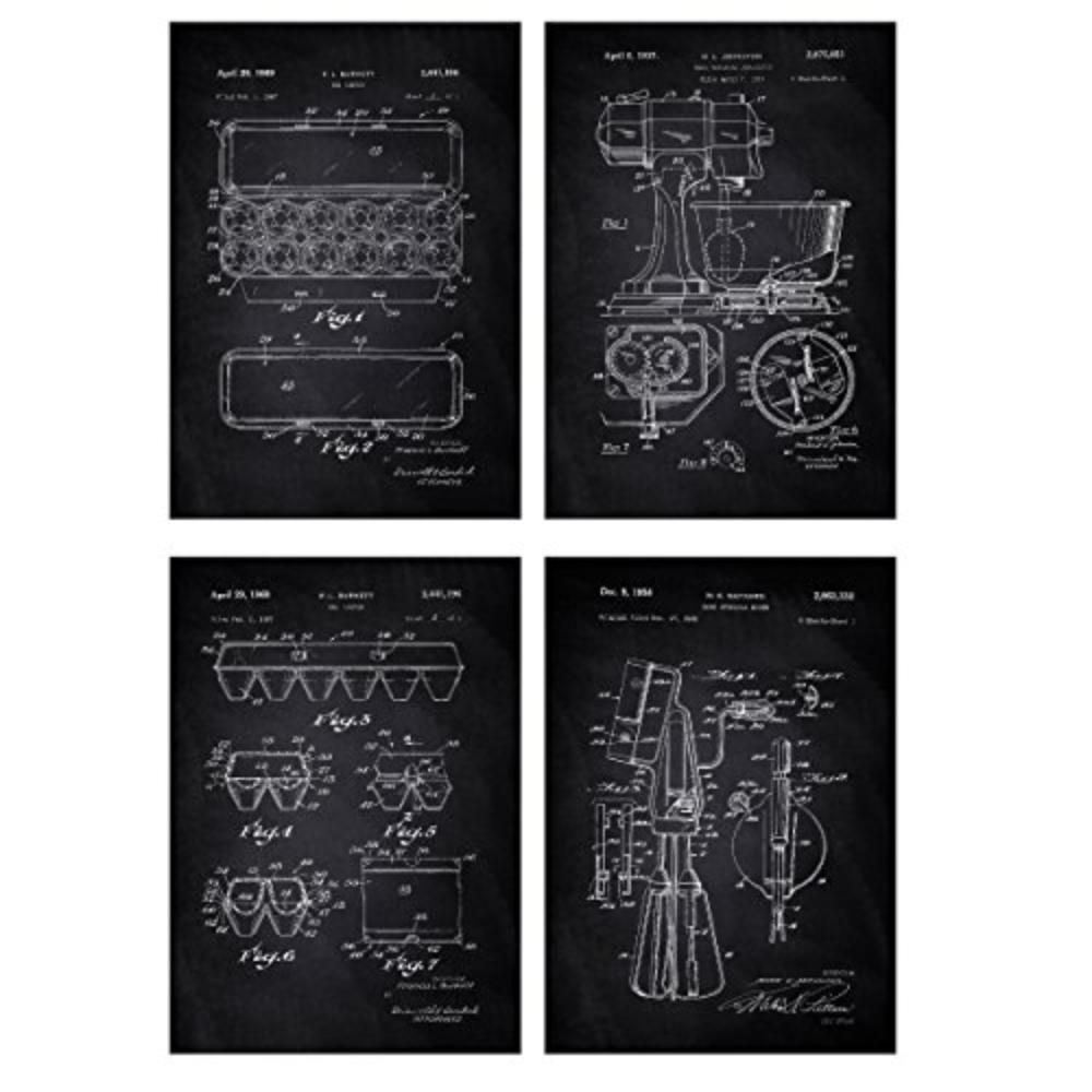 POSTER Set mit 4 Schwarz Kochfertig Das Hügelset A4 Schwarzer Rahmen - Schwarz, Papier (29.7/3cm) - Nacnic