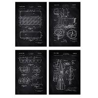 POSTER Set mit 4 Schwarz Kochfertig Das Hügelset A4 Schwarzer Rahmen - Schwarz, Papier (29.7/3cm) - Nacnic