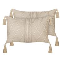 DEKOKISSEN 2er-Set Beige 30/50 cm Caesia - Sandfarben, Textil (30/50cm) - Beliani