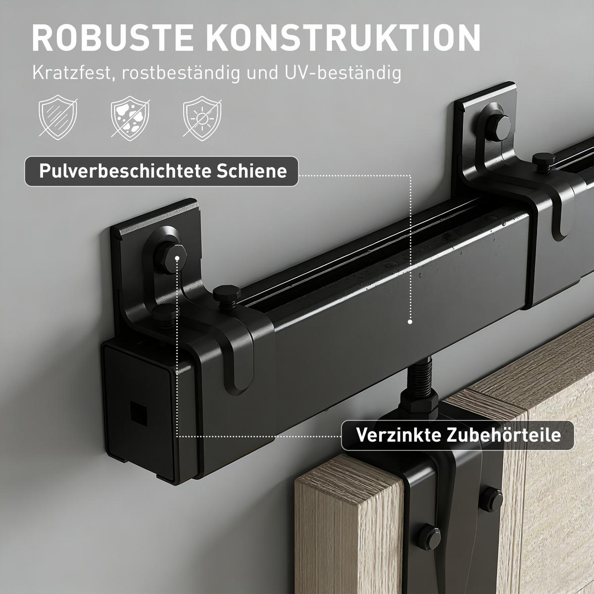 TÜRSCHIENENSYSTEM aus Kaltgewalztem-Karbonstahl Schwarz - Schwarz, Metall (4.7/6.1/244cm) - HOMCOM