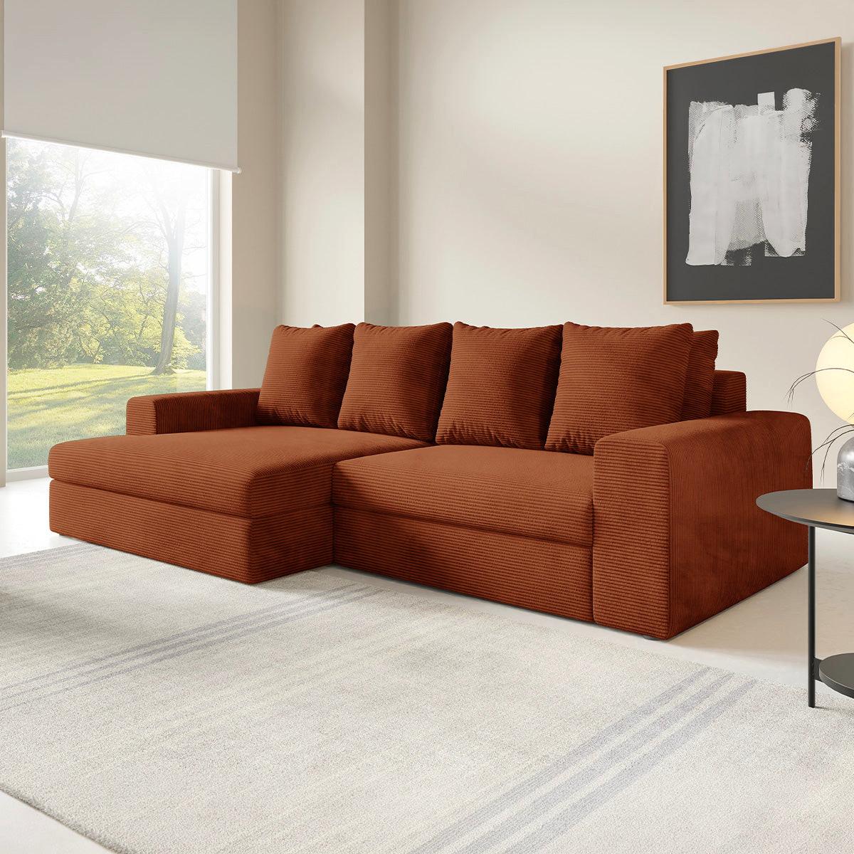 ECKSOFA Paola 3 Sitzplätze Ziegelrot - Terracotta, Holz (272/167cm) - Petits-meubles