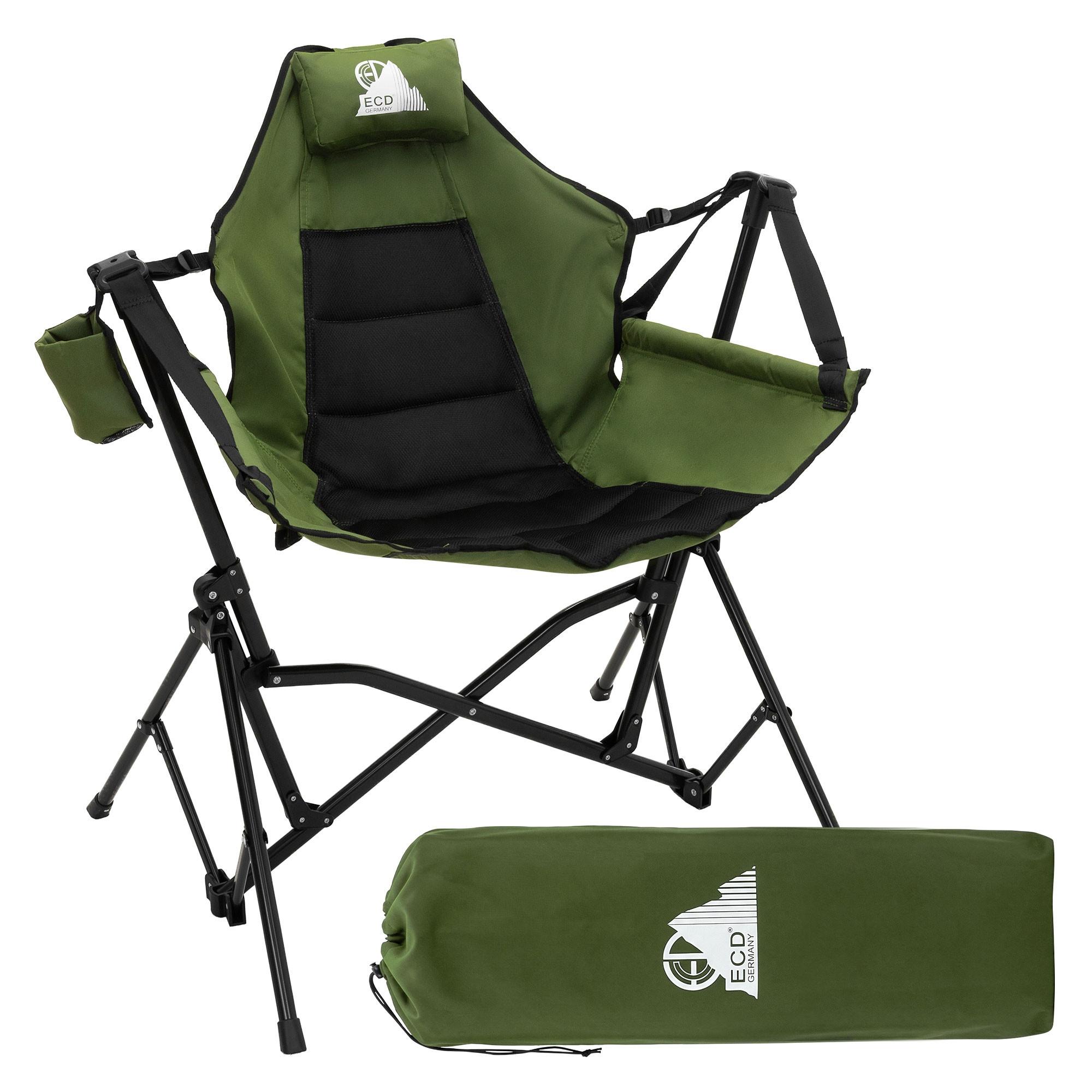 CAMPINGSTUHL faltbar Khaki mit Stahlgestell 82x105x107 cm - Grün, Textil/Metall (105/107/82cm) - ECD-Germany