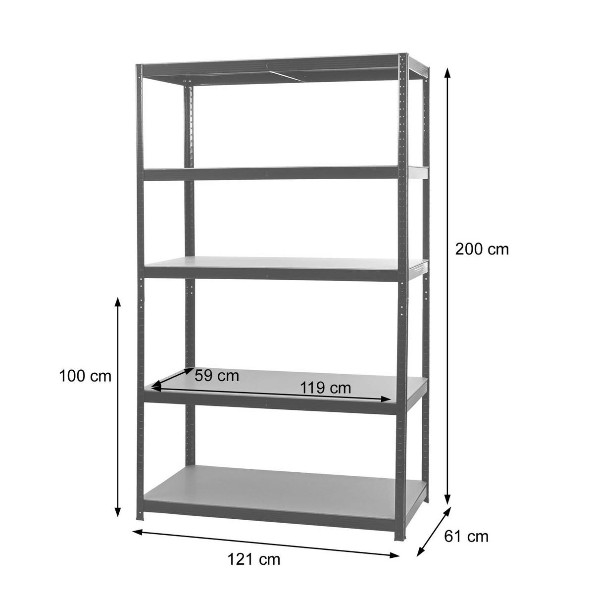 SCHWERLASTREGAL Schwarz, Braun - Schwarz/Braun, Metall (121/200/61cm) - MCW