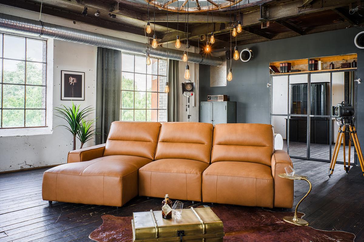 BIGSOFA DORI Braun Leder - Schwarz/Braun, Leder/Kunststoff (288/92/164cm) - KAWOLA