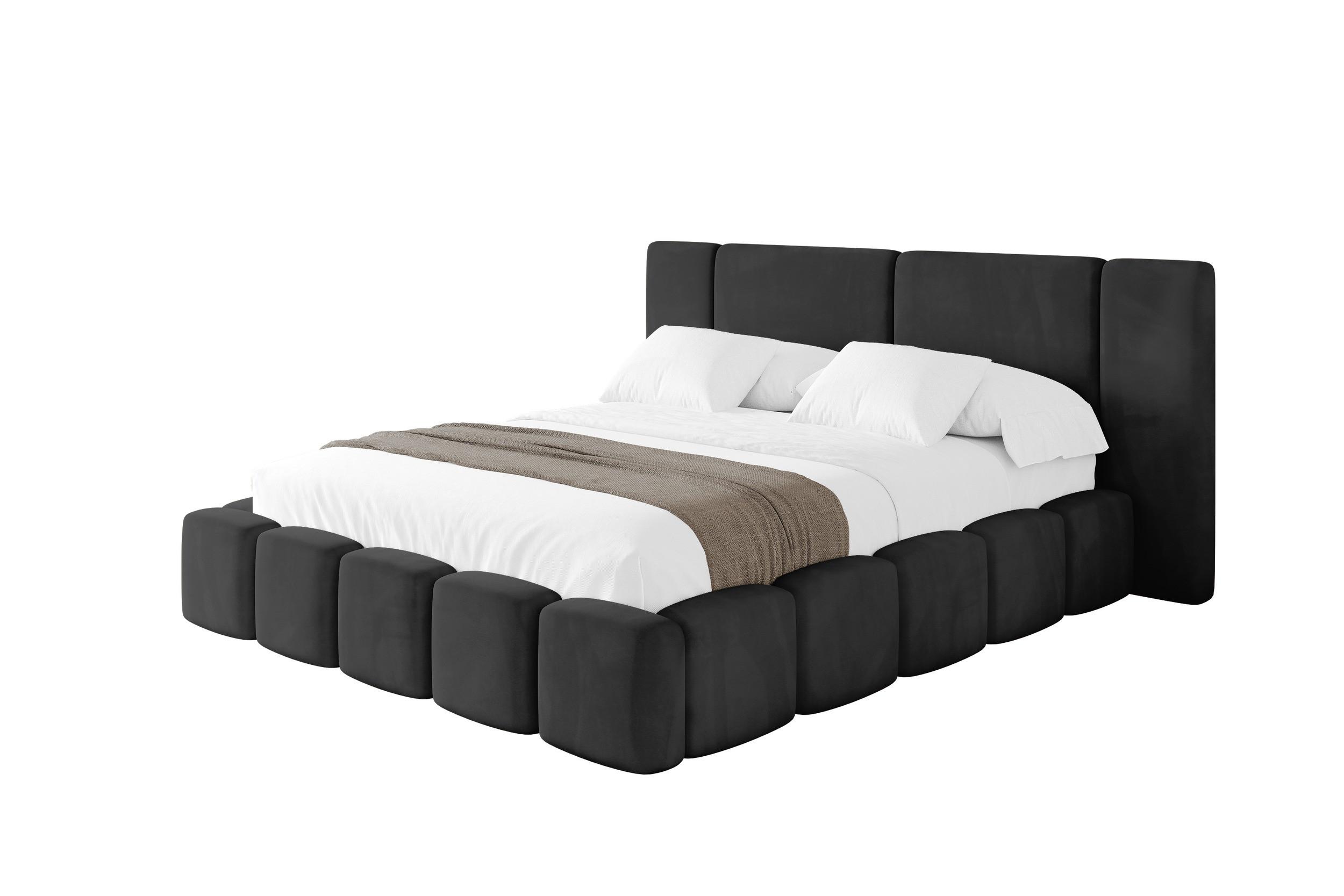 POLSTERBETT mit Bettkasten und Lattenrost, Boxbett ohne Matratze - NILO 120x200 Schwarz - Schwarz, Holzwerkstoff/Textil (120/200cm) - ALTDECOR