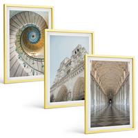 BILDER SET 3er Set - 40x60 cm Goldrahmen - Wendeltreppe der Kathedralenfassade - Goldfarben, Kunststoff (40/60cm) - TULUP