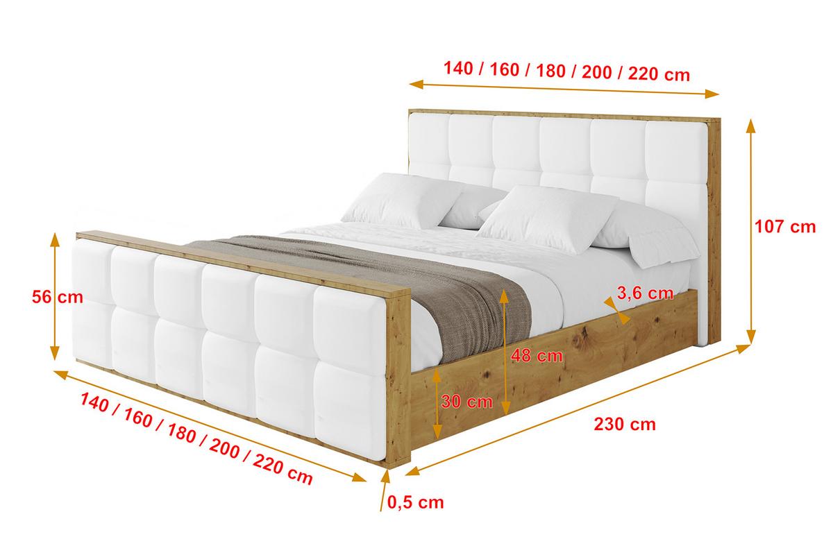 POLSTERBETT mit Bettkasten, Fußteil und Lattenrost, Boxbett ohne Matratze - ENZO7-Z 180x200 - Weiß Hochglanz, Holzwerkstoff/Textil (180/200cm) - ALTDECOR