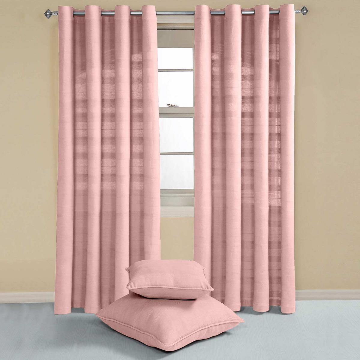 ÖSENVORHANG Rajput blickdicht 2er-Set, 167/182 cm - Rosa, Textil (167/182cm) - Homescapes
