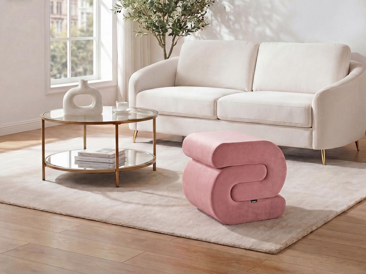 POUF Samtstoff Rosa Arcadia - Pink, Textil (45/48/50cm) - Beliani