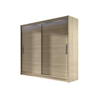 KLEIDERSCHRANK London I 180, mit RGB LED Beleuchtung - Silberfarben/Sonoma Eiche, Holzwerkstoff/Kunststoff (180/215/58cm) - MIRJAN24