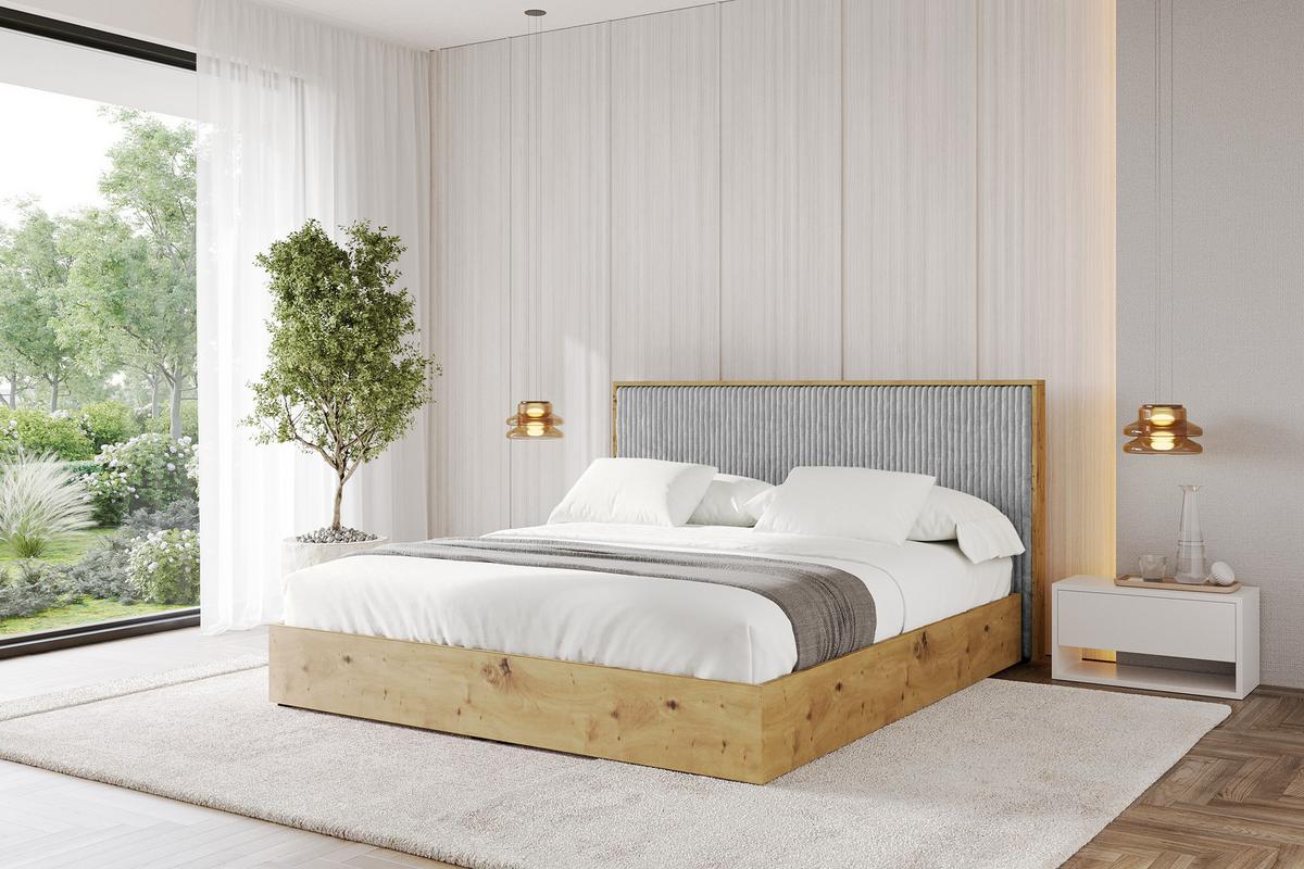 POLSTERBETT mit Bettkasten und Lattenrost, Boxbett mit Kopftei und Stauraum ohne Matratze - ENZO10 200x200 Grau - Grau, Holzwerkstoff/Textil (200/200cm) - ALTDECOR