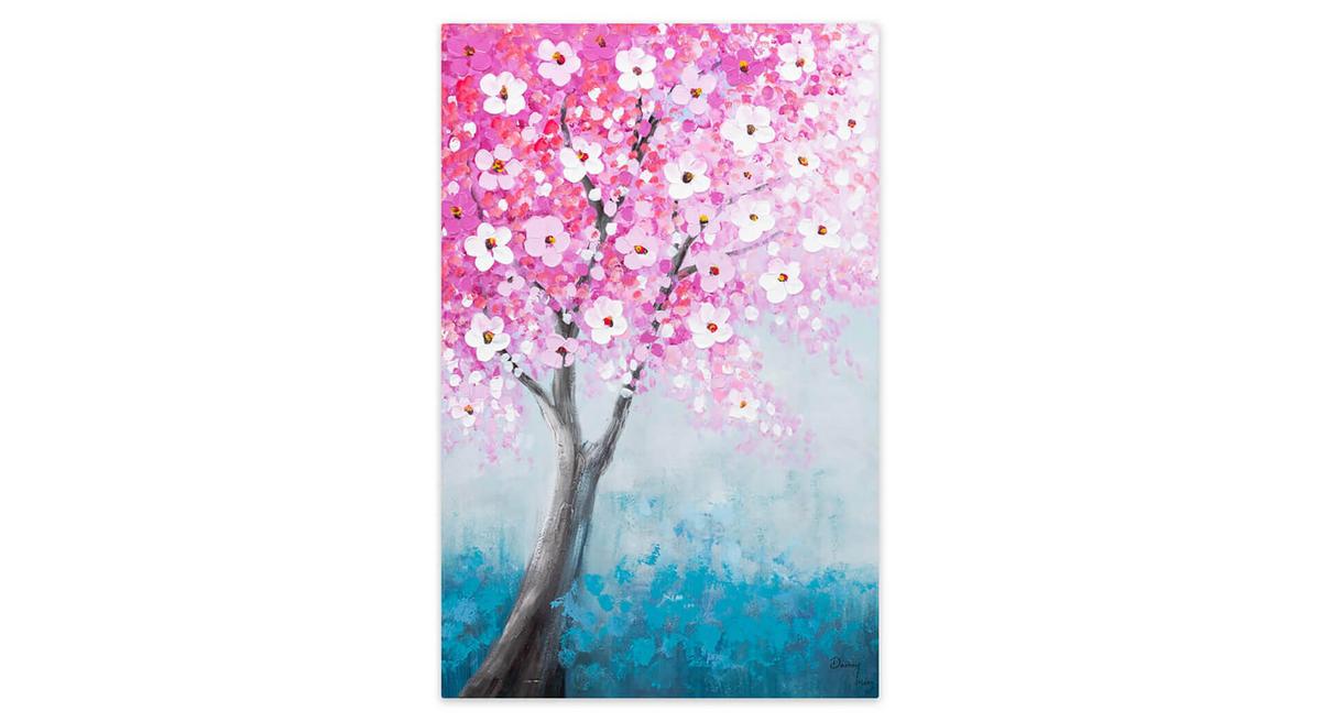 ACRYLBILD HANDGEMALT 60/90 cm - Blau/Pink, Holz/Textil (60/90cm) - KUNSTLOFT