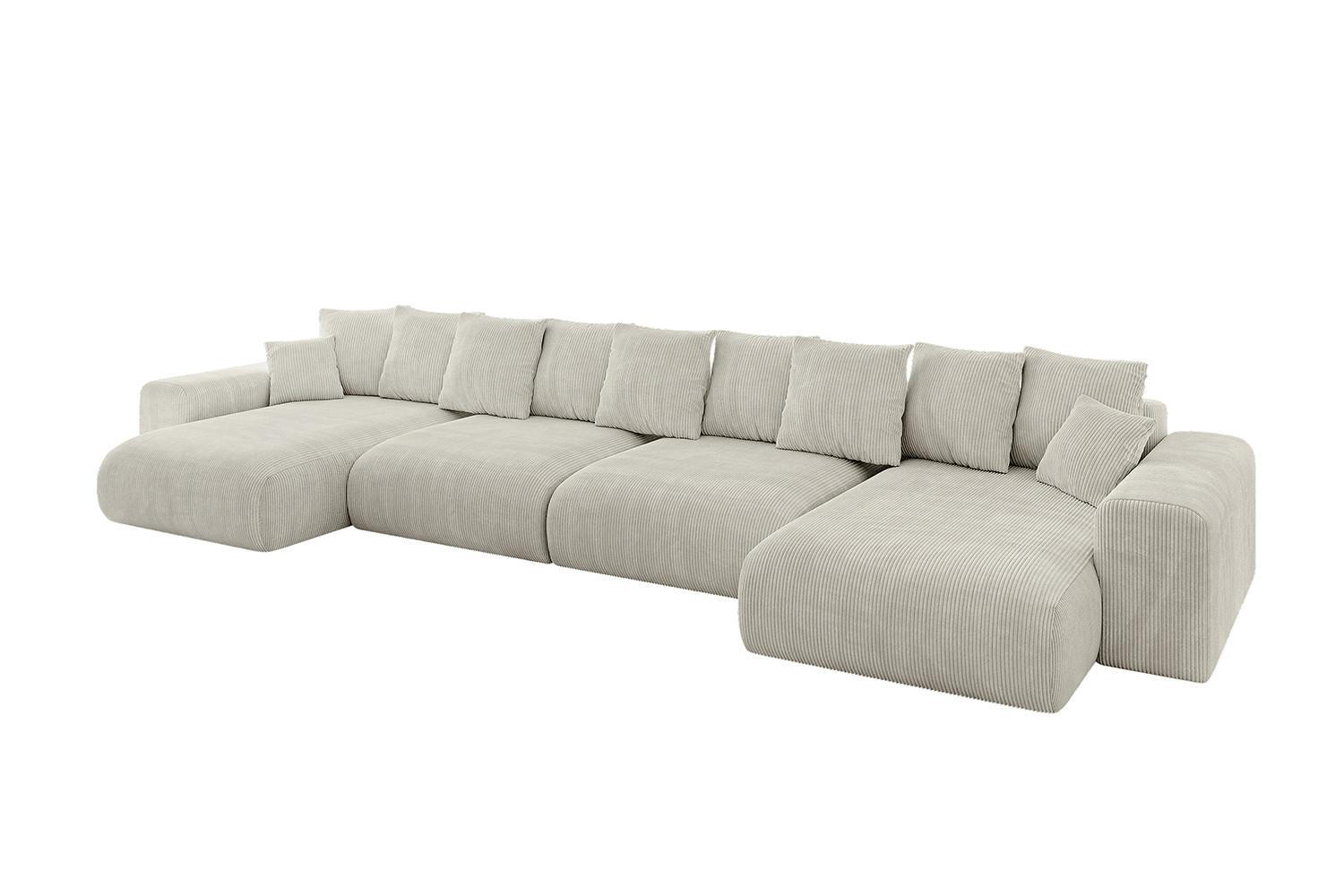 WOHNLANDSCHAFT mit Schlaffunktion ESKAR-U2-464x176x84cm Creme - Hellgrau/Creme, Holzwerkstoff/Kunststoff (176/72/464cm) - ALTDECOR