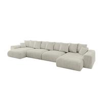 WOHNLANDSCHAFT mit Schlaffunktion ESKAR-U2-464x176x72cm Creme - Hellgrau/Creme, Holzwerkstoff/Kunststoff (176/72/464cm) - ALTDECOR