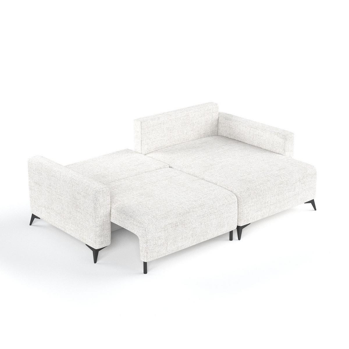 ECKSOFA NUVIO mit Schlaffunktion Creme im Neve Stoff - Creme/Schwarz, Holz/Holzwerkstoff (239/148cm) - AltaBeds