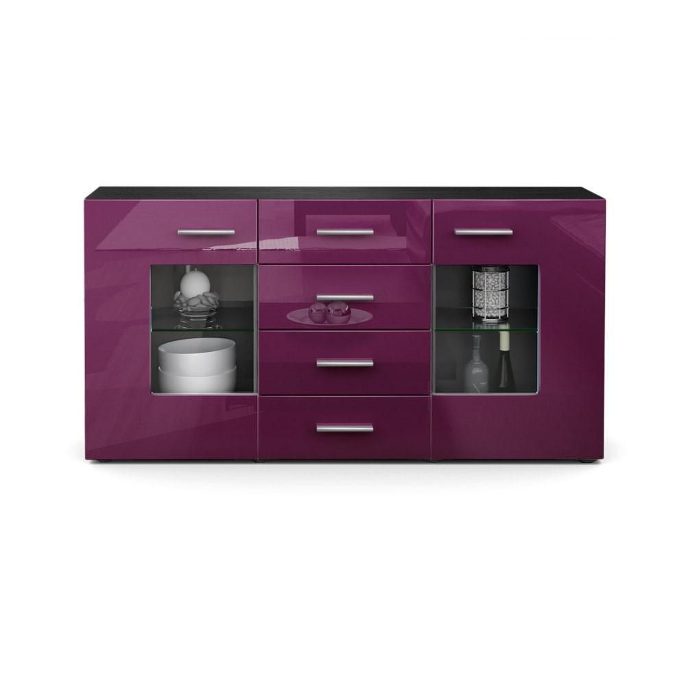 SIDEBOARD Noah Brombeer Hochglanz - Brombeere, Holzwerkstoff (139/72/35cm) - Vladon