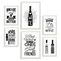 POSTER Set Mit 6 Wein Vollfarbige Illustrationen Von Kaffee & Getränken Im Werbetafel Illustrationen Für & Heim A3 & A4 Weißer Rahmen - Weiß, Papier (29/3cm) - Nacnic