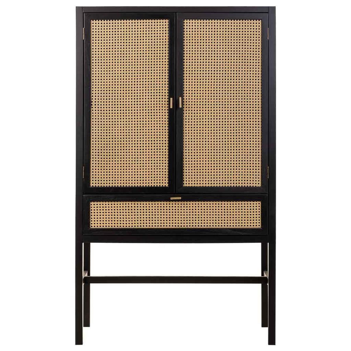 HIGHBOARD aus Holz und Netz, Schwarz, 97x47x167 cm - Schwarz, Holz (97/167/47cm) - Wanderlust