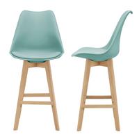 BARSTUHL Lublin 2er-Set - Grün, Holz (48/105/58cm) - [en.casa]