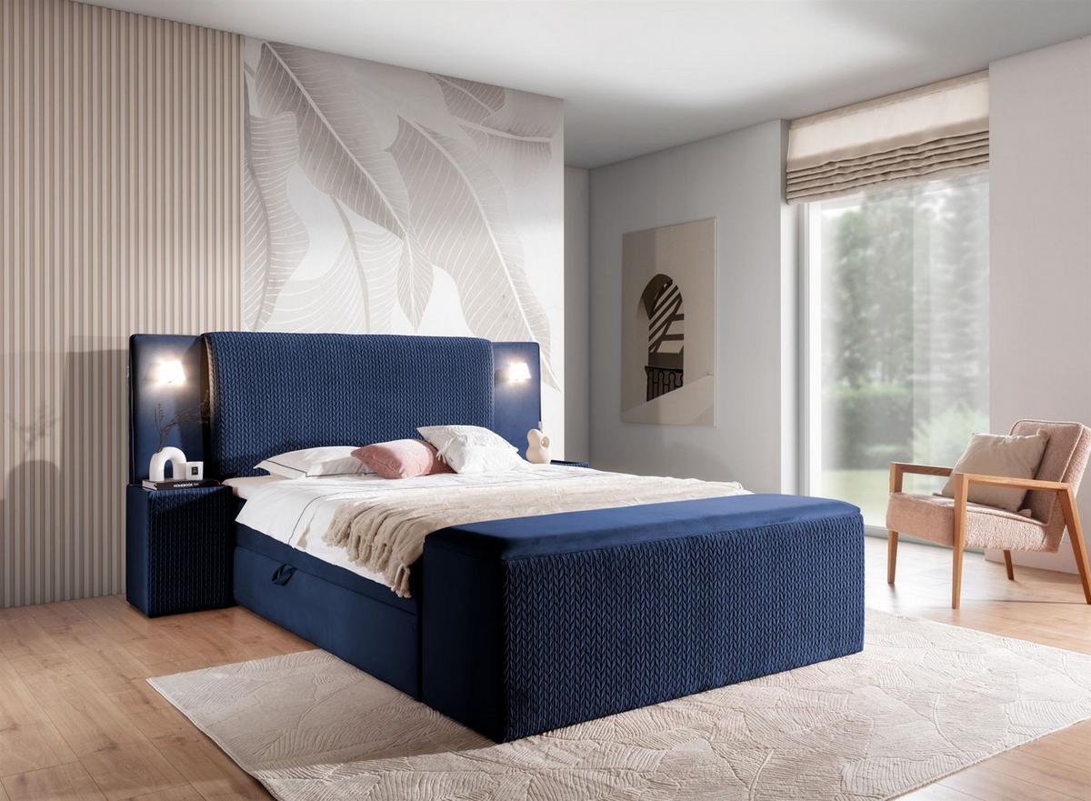 BOXBETT Marten überlänge Set.1 - Dunkelblau, Holzwerkstoff/Textil (160/220cm) - Fun Möbel