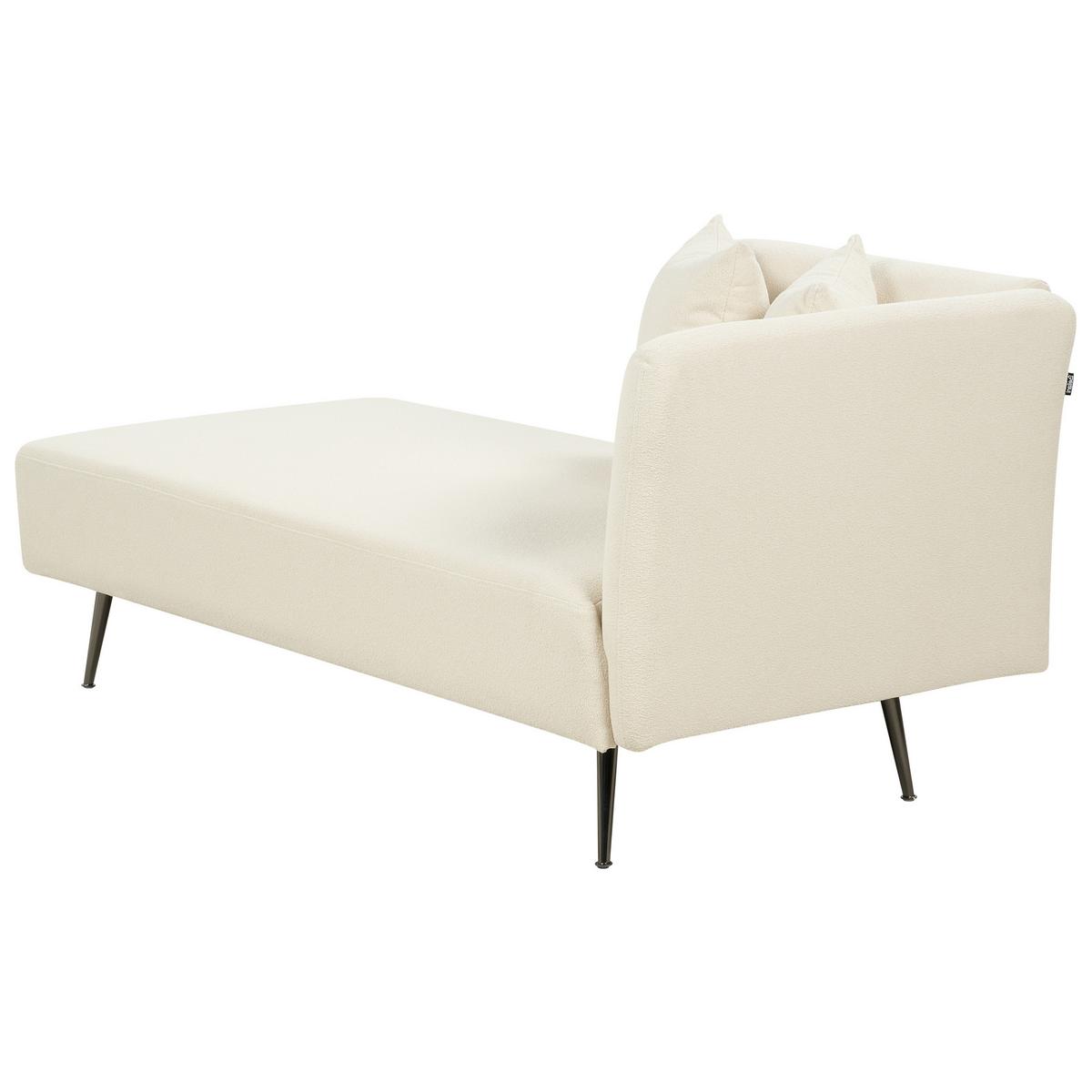 CHAISELONGUE Bouclé cremeweiß rechtsseitig Riom - Schwarz/Weiß, Textil (156/75/77cm) - Beliani