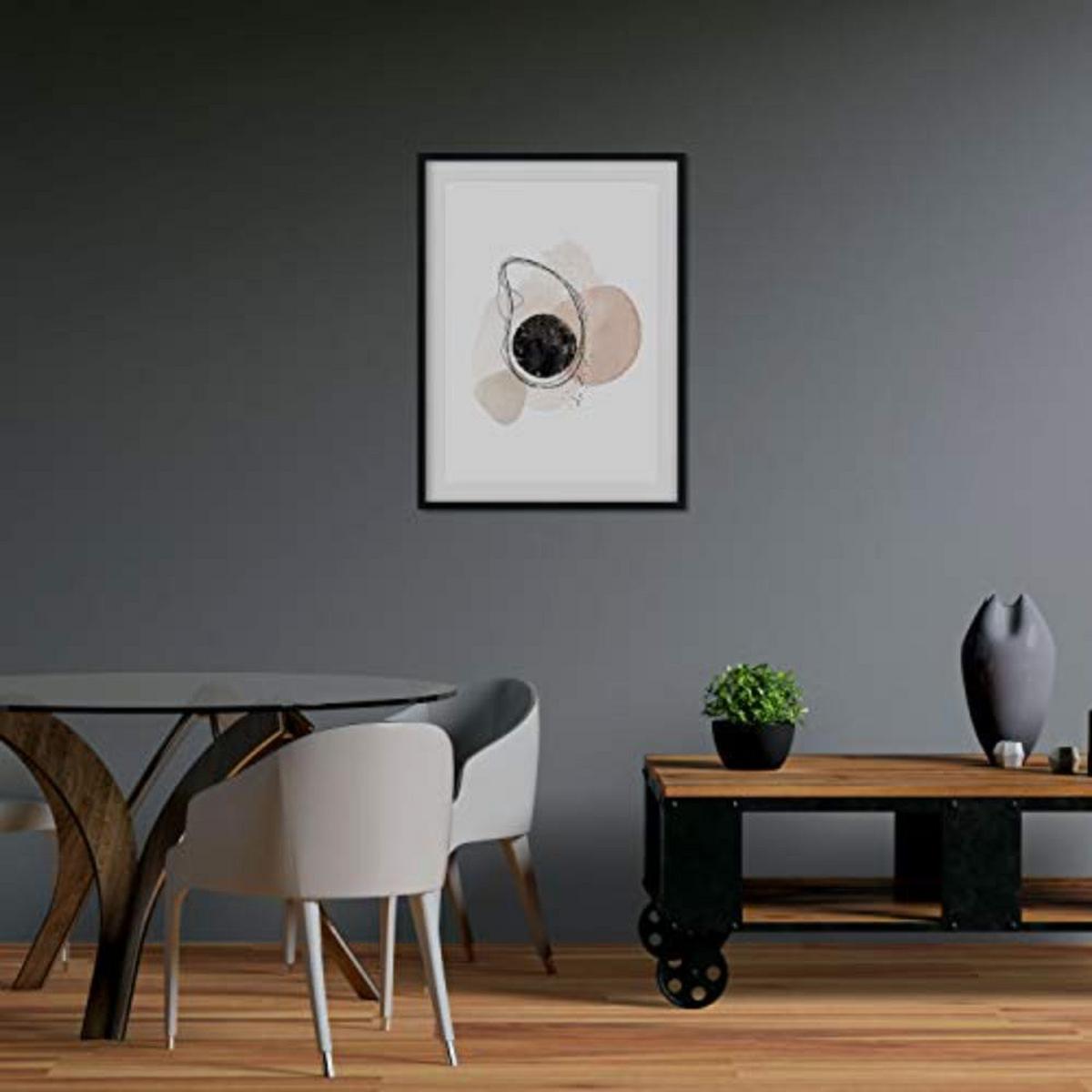 POSTER Set mit 4 abstrakte Formen und Figuren Braun A4 Schwarzer Rahmen - Schwarz, Papier (29.7/3cm) - Nacnic