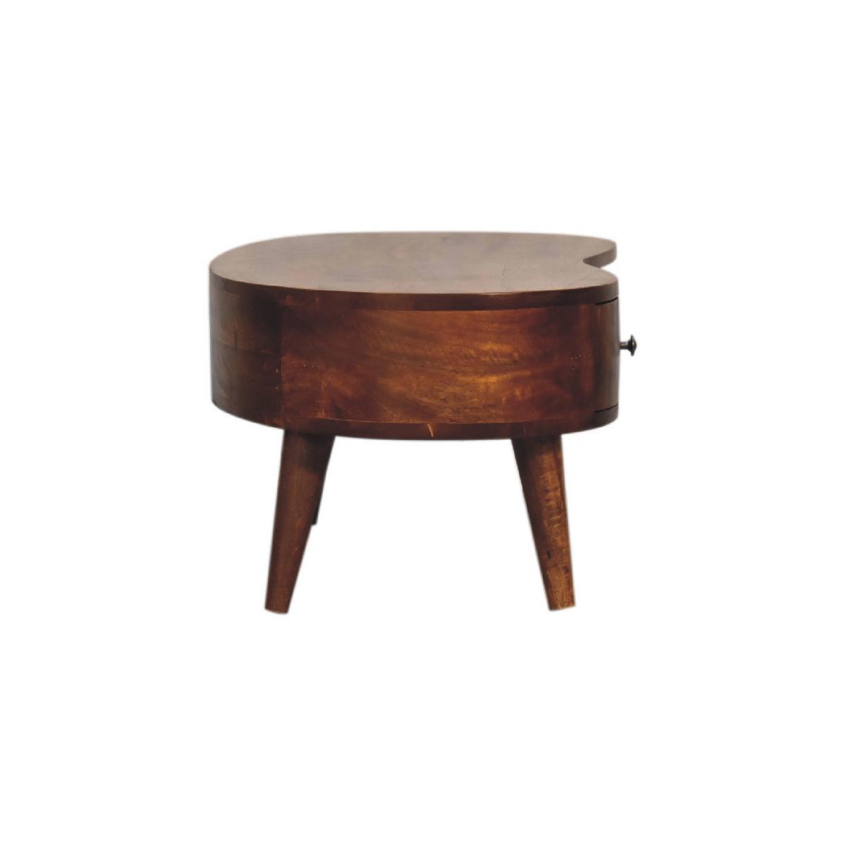 COUCHTISCH Massivholz Mini Kastanien-Welle, 1 Schublade und Offenes Fach, Dunkelbraun - Dunkelbraun/Messingfarben, Mangoholz/Holz (40/70/35cm) - Artisan Furniture