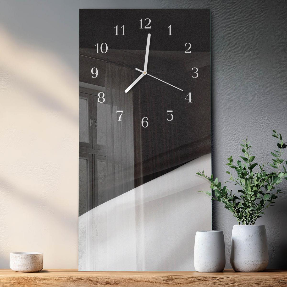 WANDUHR aus Glas 30x60 cm - Kontrast - Multicolor, Glas (30/60/0.4cm) - TULUP