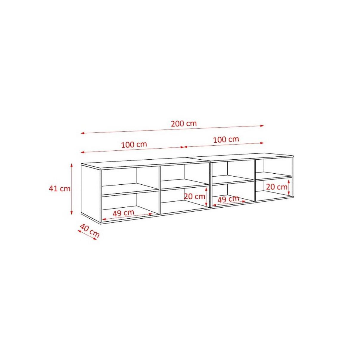LOWBOARD CAVA 200/41/40 cm, Hängender TV-Schrank Schwarz - Schwarz, Holzwerkstoff (200/41/40cm) - MASSENO