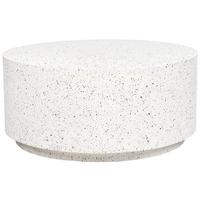 COUCHTISCH Beton weiß Terrazzo Optik rund 90 cm Trezzo - Weiß, Keramik (90/90/41cm) - Beliani