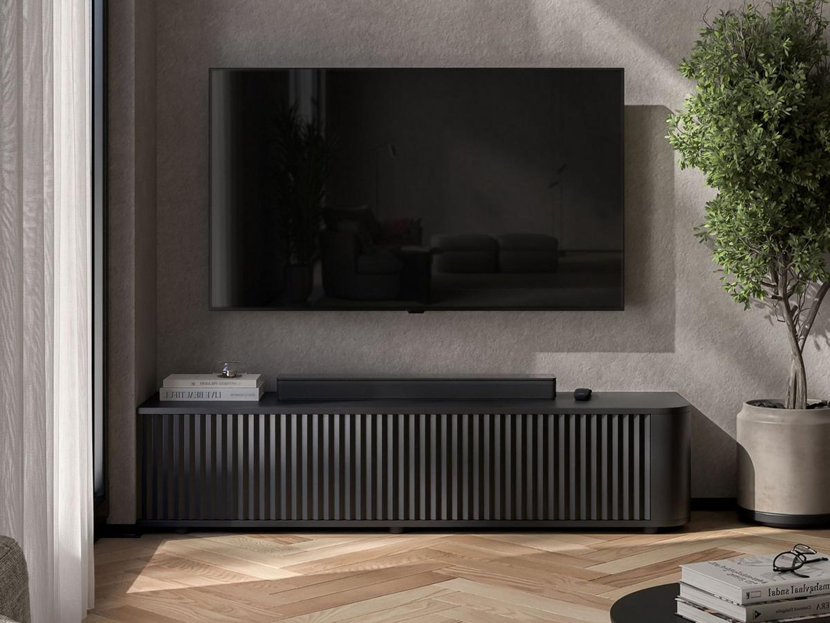 TV-LOWBOARD Aurora Schwarz matt 140 cm mit niedrigen Füßen - Schwarz, Holzwerkstoff (140/31/35cm) - Meble Lindner