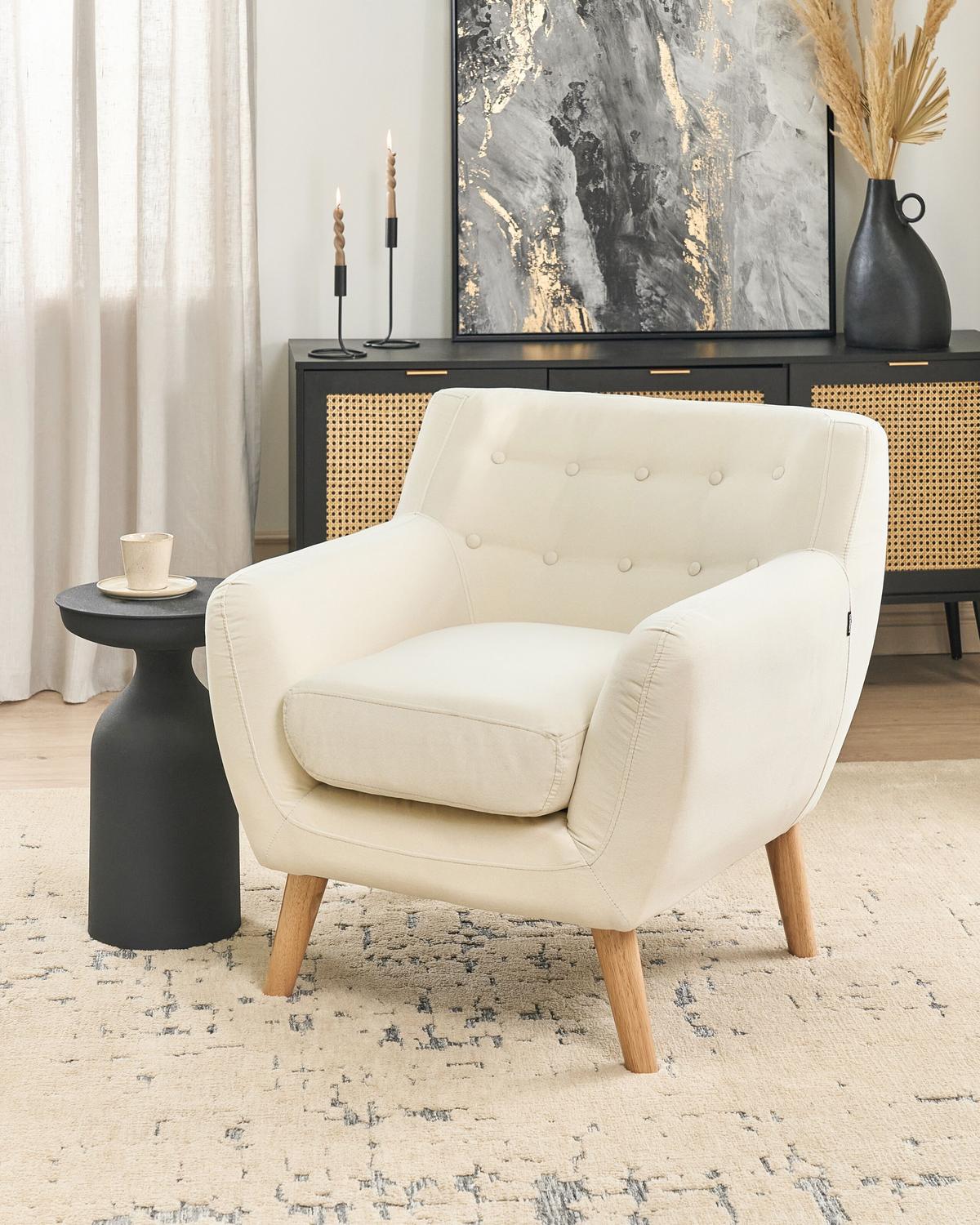 SESSEL Helles Beige Motala - Hellbraun/Beige, Textil (77/76/80cm) - Beliani