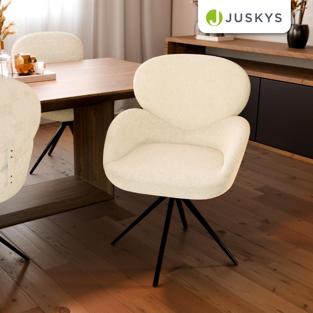 DREHSTUHL Albano Bouclé Creme (6er-Set) - Creme, Textil (59/90/65cm) - Juskys