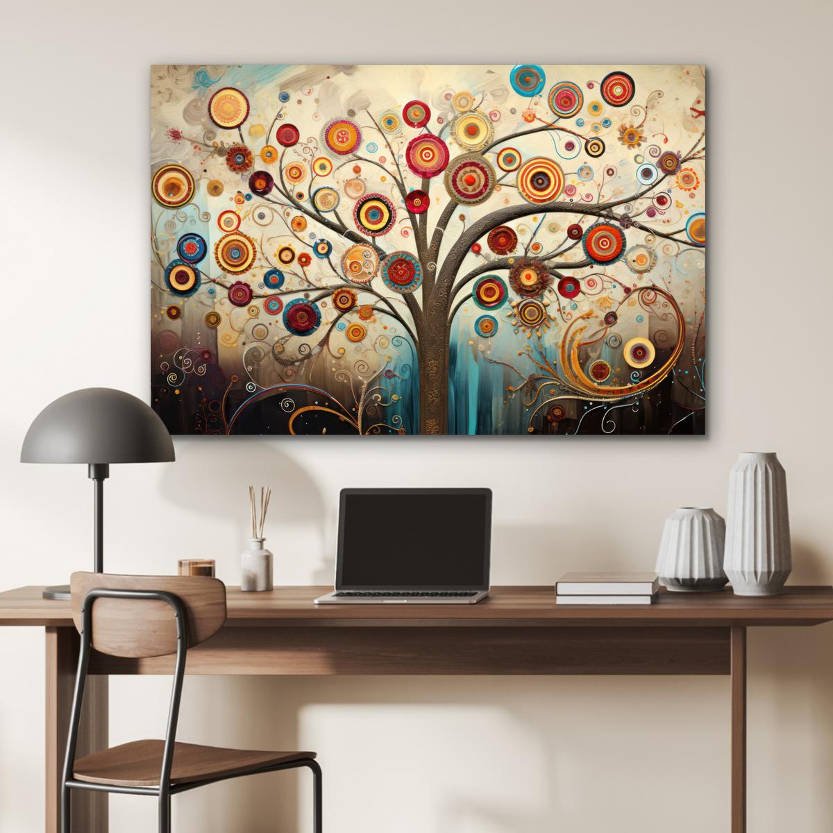 METALLBILD Baum - Baum des Lebens - Farbe Deko Groß 120x80 cm - Braun, Metall (120/80cm) - MuchoWow