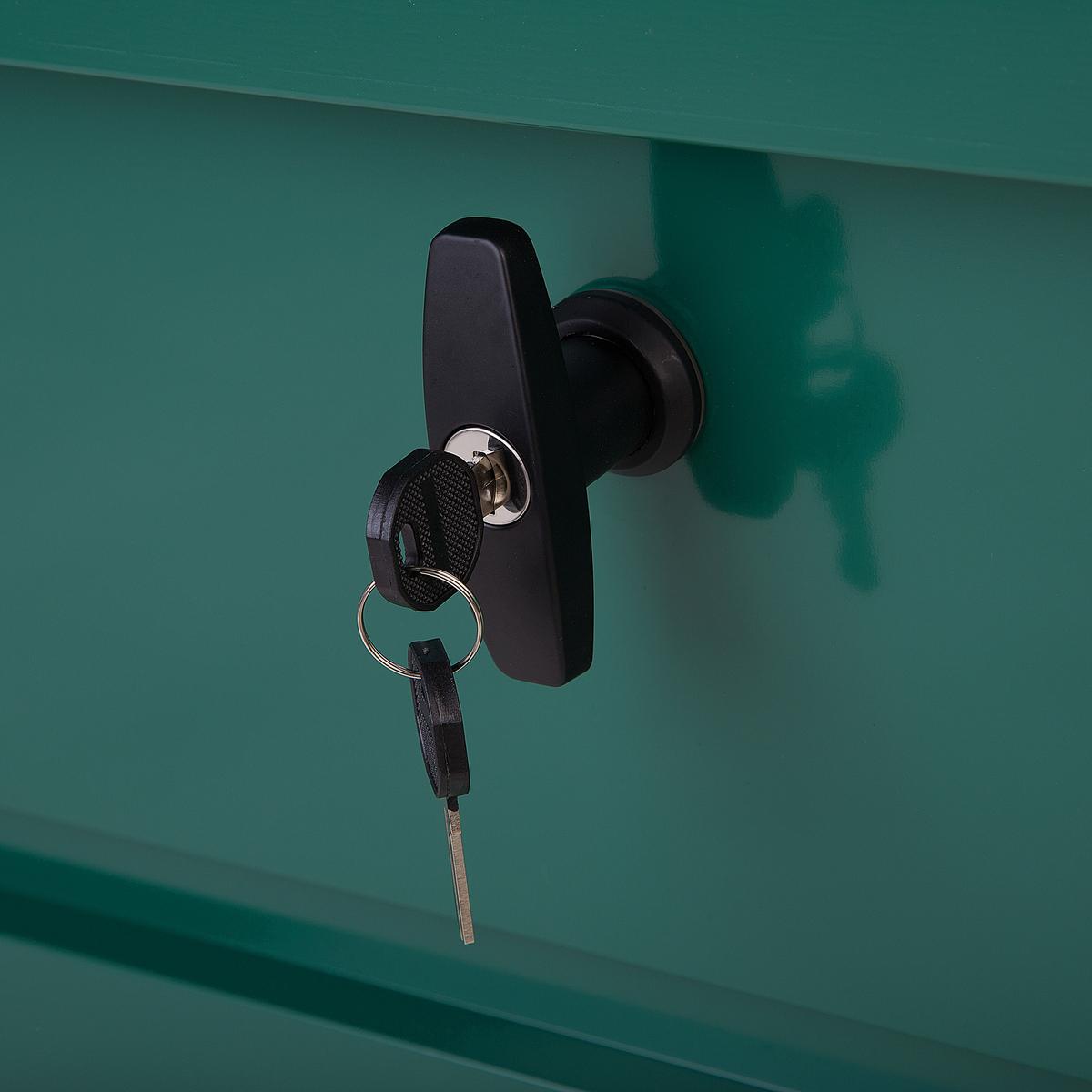 AUFLAGENBOX Stahl dunkelgrün 132/62 cm Cebrosa - Grün, Metall (132/64/62cm) - Beliani