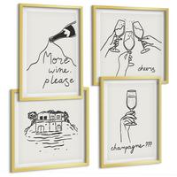 BILDER SET 4er Set - 50x50 cm & 40x60 cm Goldrahmen - Fröhliche Momente mit Champagner - Goldfarben, Kunststoff (50/50cm) - TULUP